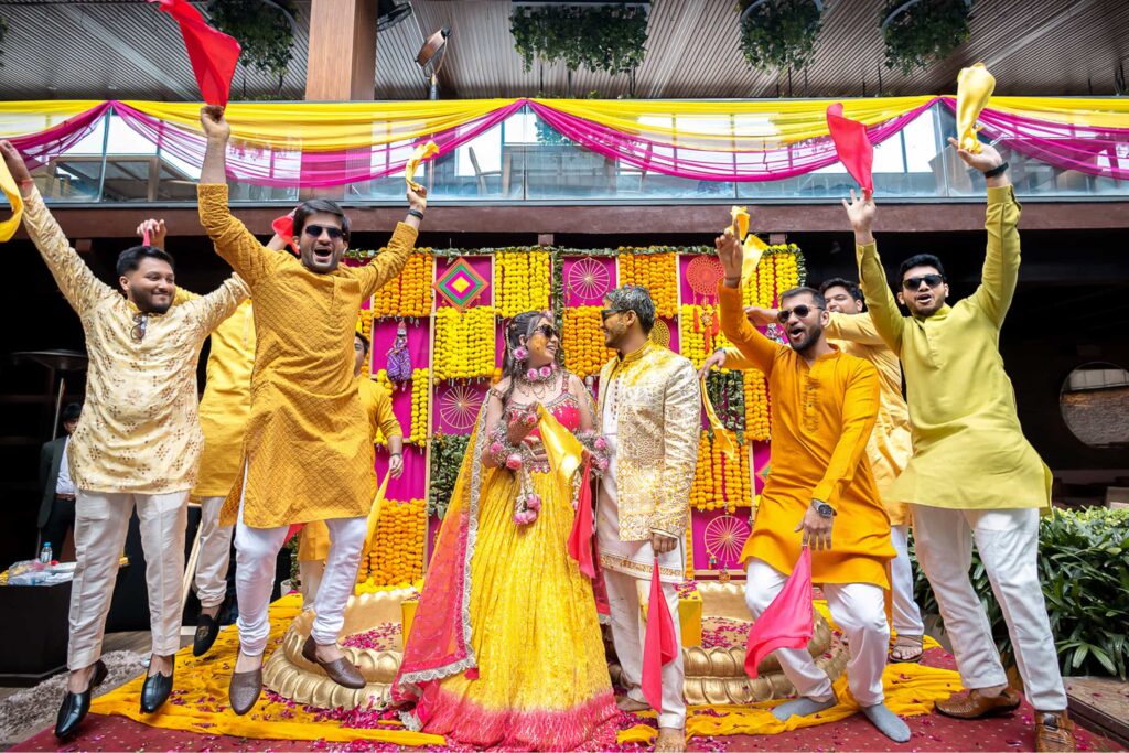 Bride & Groom enjoy their Haldi Ceremony with joy and laugh.